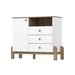 Cômoda Henn 3 Gavetas e 1 Porta I725-190 Branco/Jequitibá HP SE
