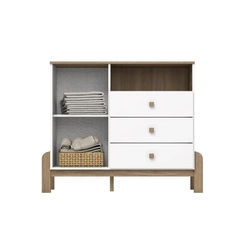 Cômoda Henn 3 Gavetas e 1 Porta I725-190 Branco/Jequitibá HP SE