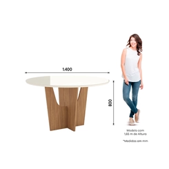 Mesa de Jantar com 6 Lugares Henn Vértice 80x140x140cm SC131-127 Nature/Off White SE