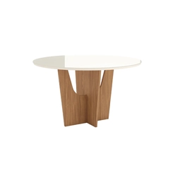 Mesa de Jantar com 6 Lugares Henn Vértice 80x140x140cm SC131-127 Nature/Off White SE