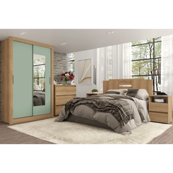 Guarda-Roupa 2 Portas THB City Glass 5915 Capuccino/Off White/Menta SE