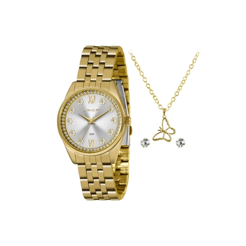 Kit Relógio Feminino Lince LRGJ136L-KZ42N3KX Dourado
