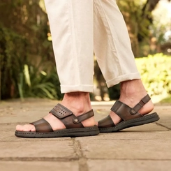 Sandália Masculina em Couro Pegada 134203-02 Cravo