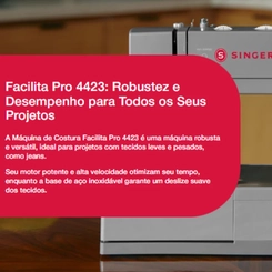 Máquina de Costura Doméstica 23 Pontos Singer Facilita Pro 4423 Cinza