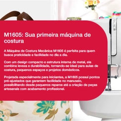 Máquina de Costura Doméstica 6 Pontos Singer M1605 Branca
