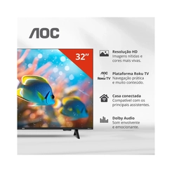 Smart TV 32POL AOC HD Roku TV 32S5155/78G Bivolt