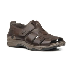 Sandália Masculina em Couro Pegada 132256-03 Anilina Cravo