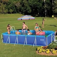 Piscina Retangular 7.600 Litros Estruturada Mor Premium 1026 Azul