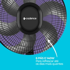 Ventilador de Mesa com 6 Pás 140W Cadence Refresh Turbo VTR410 Preto
