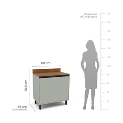 Balcão 80CM Politorno 2 Portas 250001 Verde Oliva SE
