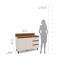 Balcão 120CM Politorno 2 Portas 250002 Creme SE