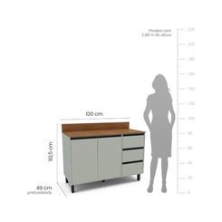 Balcão 120CM Politorno 2 Portas 250002 Verde Oliva SE