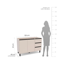 Balcão 120CM Politorno 2 Portas 250003 Creme SE