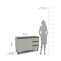 Balcão 120CM Politorno 2 Portas 250003 Verde Oliva SE