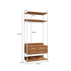 Armário Closet Kappesberg LI047 com Acabamento em Metal Branco
