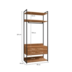 Armário Closet Kappesberg LI047 com Acabamento em Metal Preto Fosco