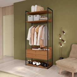 Armário Closet Kappesberg LI047 com Acabamento em Metal Preto Fosco