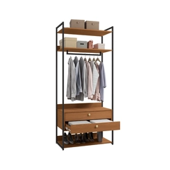 Armário Closet Kappesberg LI047 com Acabamento em Metal Preto Fosco