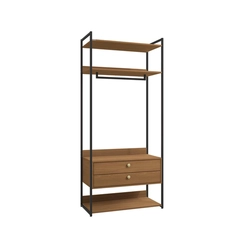 Armário Closet Kappesberg LI047 com Acabamento em Metal Preto Fosco