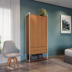 Armário Closet Kappesberg LI048 2 Portas com Acabamento em Metal Branco