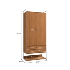 Armário Closet Kappesberg LI048 2 Portas com Acabamento em Metal Branco