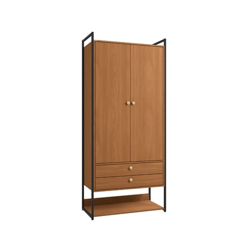 Armário Closet Kappesberg LI048 2 Portas com Acabamento em Metal Preto Fosco SE