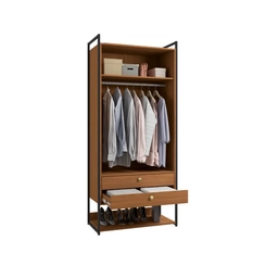 Armário Closet Kappesberg LI048 2 Portas com Acabamento em Metal Preto Fosco SE