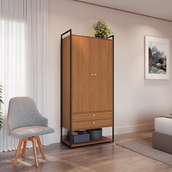 Armário Closet Kappesberg LI048 2 Portas com Acabamento em Metal Preto Fosco SE