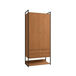 Armário Closet Kappesberg LI048 2 Portas com Acabamento em Metal Preto Fosco SE