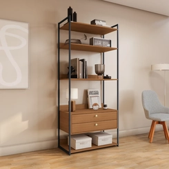 Armário Closet Kappesberg LI049 com Acabamento em Metal Preto Fosco