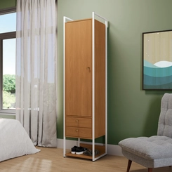 Armário Closet Kappesberg LI051 1 Porta com Acabamento em Metal Branco