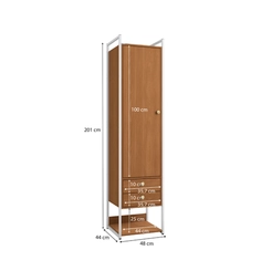Armário Closet Kappesberg LI051 1 Porta com Acabamento em Metal Branco