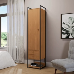 Armário Closet Kappesberg LI051 1 Porta com Acabamento em Metal Preto Fosco