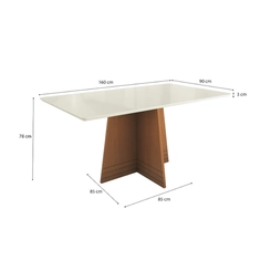Mesa de Jantar com 6 Lugares Kappesberg 78x160x90cm CSJ1531-V8 Canela/Off White SE