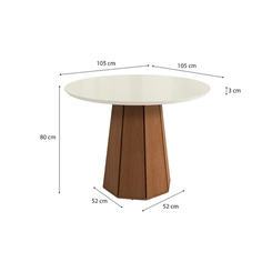 Mesa de Jantar com 4 Lugares Kappesberg 80x105x105cm CSJ1545-V8 Canela/Off White SE