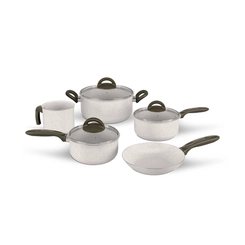 Jogo de Panelas Brinox Antiaderente Ceramic Life 5 Peças Suprema Vanilla