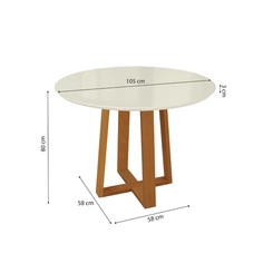 Mesa de Jantar com 4 Lugares Kappesberg 80x105x105cm CSJ017-v8 Canela/Off White SE