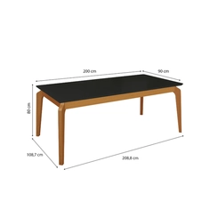 Mesa de Jantar com 8 Lugares Kappesberg 80x200x90cm CSJ019-fv7 Canela/Preto Fosco SE