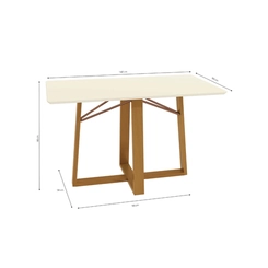 Mesa de Jantar com 6 Lugares Kappesberg 80x160x90cm CSJ020-v8 Canela/Off White SE