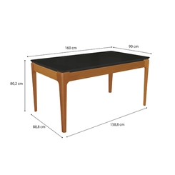 Mesa de Jantar com 6 Lugares Kappesberg 80,2x160x90cm CSJ022-fv7 Canela/Preto Fosco SE