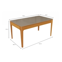 Mesa de Jantar com 6 Lugares Kappesberg 80,2x160x90cm CSJ022-v4 Canela/Freijó Bronze SE