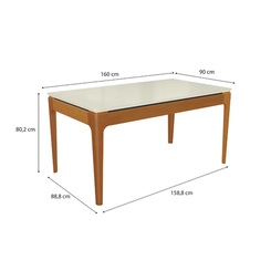 Mesa de Jantar com 6 Lugares Kappesberg 80,2x160x90cm CSJ022-v8 Canela/Off White SE