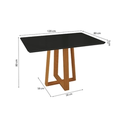 Mesa de Jantar com 4 Lugares Kappesberg 80x120x80cm CSJ023-fv7 Canela/Preto Fosco SE
