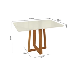 Mesa de Jantar com 4 Lugares Kappesberg 80x120x80cm CSJ023-v8 Canela/Off White SE