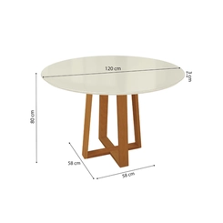 Mesa de Jantar com 4 Lugares Kappesberg 80x120x120cm CSJ025-v8 Canela/Off White SE