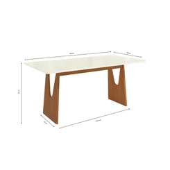 Mesa de Jantar com 6 Lugares Kappesberg 83x180x90cm CSJ150-v8 Canela/Off White SE