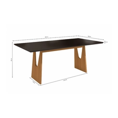 Mesa de Jantar com 8 Lugares Kappesberg 83x200x100cm CSJ210-fv7 Canela/Preto Fosco SE