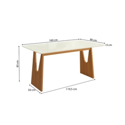 Mesa de Jantar com 6 Lugares Kappesberg 83x160x90cm CSJ211-v8 Canela/Off White SE