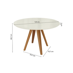 Mesa de Jantar com 4 Lugares Kappesberg 80,7x120x120cm CSJ222-v8 Canela/Off White SE
