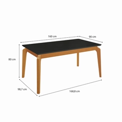 Mesa de Jantar com 6 Lugares Kappesberg 80x160x90cm CSJ245-fv7 Canela/Preto Fosco SE